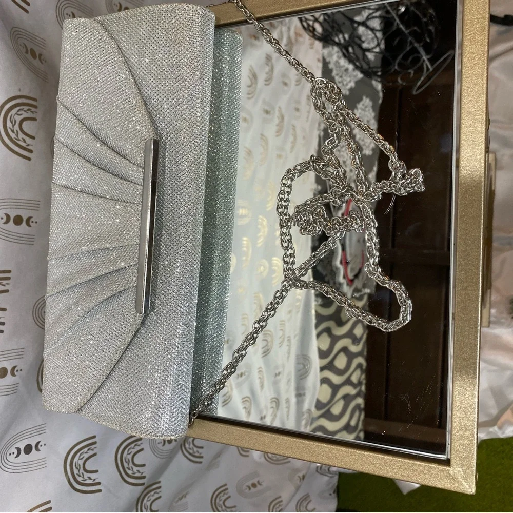 Call It Spring Glittering Silver Clutch